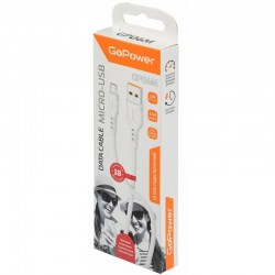 Кабель GoPower GP06M USB-MicroUSB белый 1м 2.4A