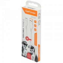 Кабель GoPower GP06T USB-typeC белый 1м 2.4A