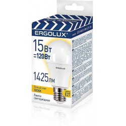 Лампа светодиодная ERGOLUX LED-A60-15W-E27-3K