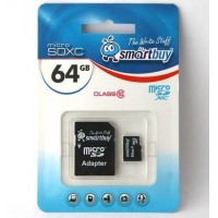 Карта памяти MicroSDXC 64GB SMARTBUY Class10 с адаптером