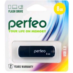 Флеш-диск USB 8GB PERFEO Black C05 PF-C05B008