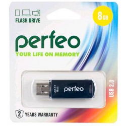 Флеш-диск USB 8GB PERFEO Black C06 PF-C06B008
