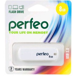 Флеш-диск USB 8GB PERFEO White C05 PF-C05W008