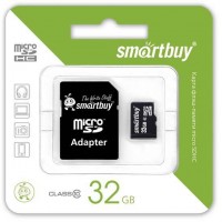 Карта памяти MicroSDHC 32GB SMARTBUY Class10 с адаптером